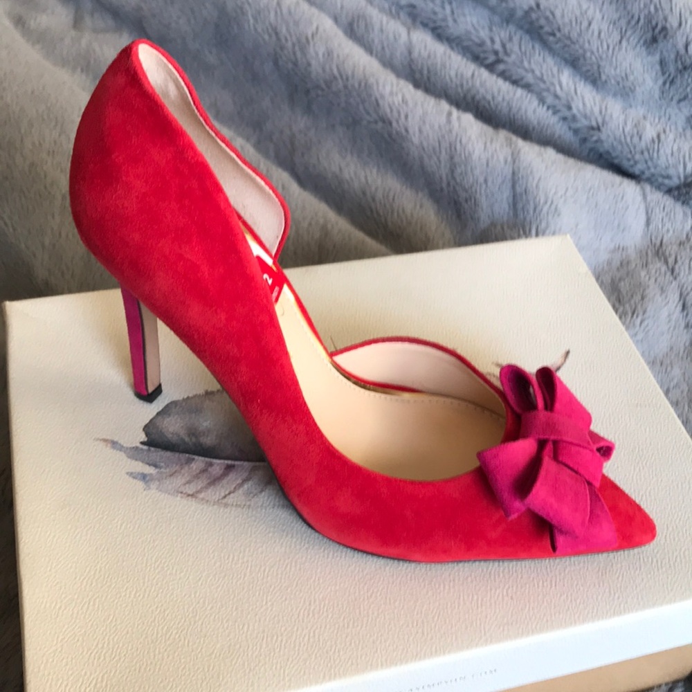 Jessica Simpson Hot Pk & Red Bow Js-Carlene Heels